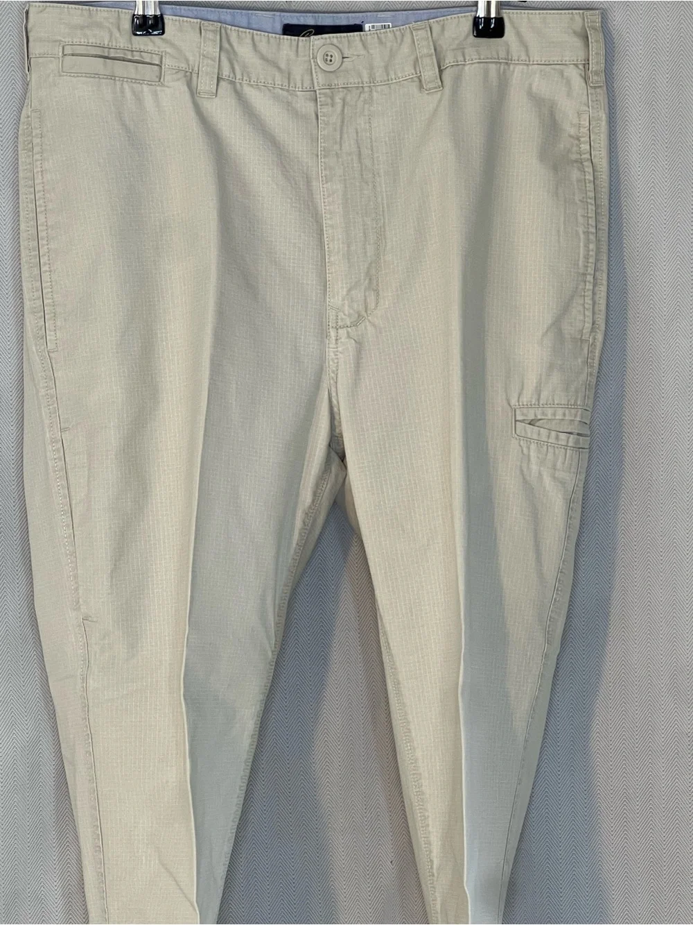 Roundtree & Yorke Casual Men’s Cotton Pants Beige Pockets Textured 32X30 👍
